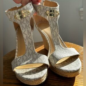 Michael Kors Cream Patterned Wedges